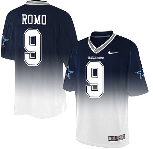 Men's Elite Tony Romo Nike Jersey Navy/White - #9 Fadeaway NFL Dallas Cowboys